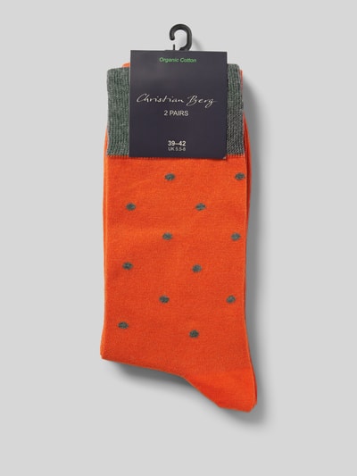 Christian Berg Men Socken mit Label-Detail Dunkelorange 3