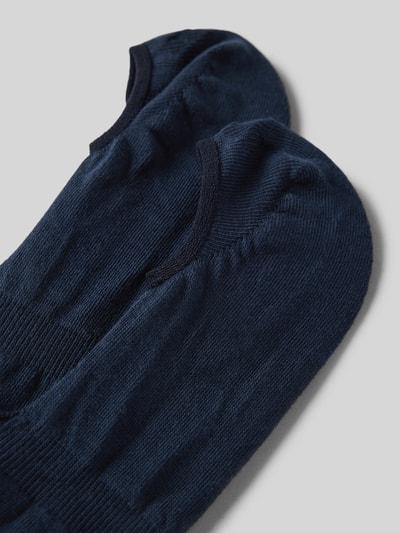 Produktfoto, Sneakersocken mit Label-Details von Burlington, mieszanka bawełny, elastyczna wstawka, elastyczne ściągacze, granatowa faktura.