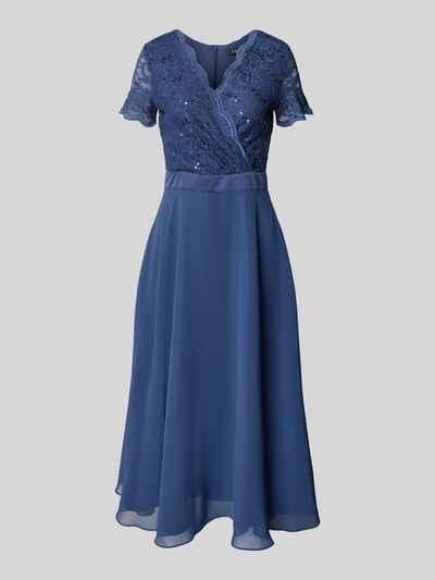 Swing Sukienka koktajlowa z koronką i dekoltem w serek Niebieski 2