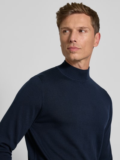 Profuomo Pullover aus Merinowolle mit Stehkragen Marine 3