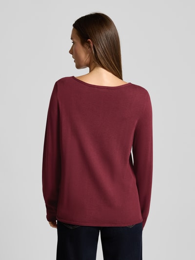s.Oliver RED LABEL Sweter z dzianiny o kroju regular fit z mieszanki bawełny i wiskozy Bordowy 5