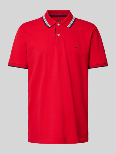 Fynch-Hatton Regular Fit Poloshirt mit Kontraststreifen Rot 2