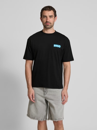 HUGO T-Shirt mit Label-Print Modell 'Duwood' Black 4