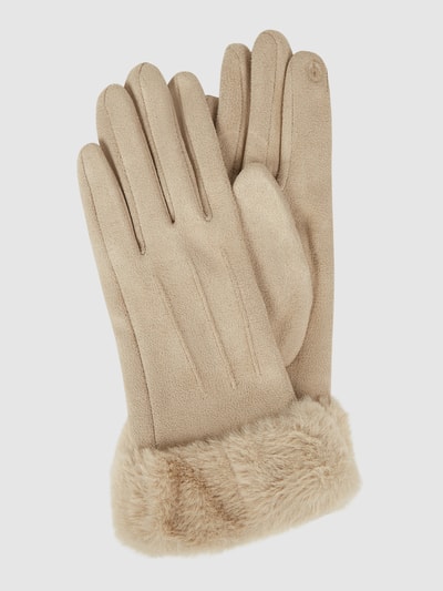 EEM Touchscreen-Handschuhe in Veloursleder-Optik Beige 1