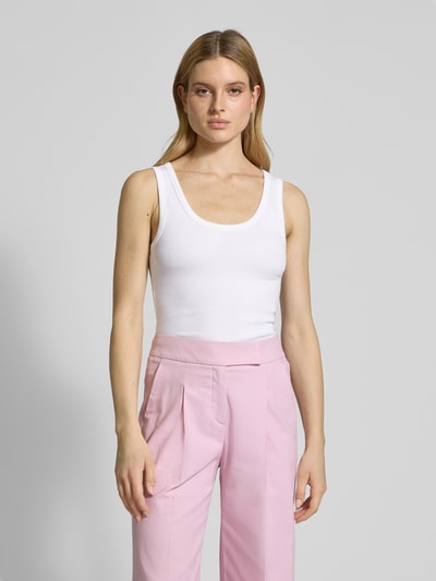 Rich & Royal Top z prążkowanymi wykończeniami Biały 4