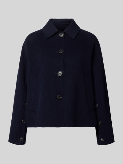 Produktfoto, Relaxed Fit Jacke aus Woll-Mix mit Umlegekragen von Blonde No. 8 in donkerblauw, steekzakken, knoopsluiting, wolmix, dames, maat 36: ruglengte 61 cm, schouderbreedte 45 cm, borstwijdte 47 cm, mouwlengte 55 cm