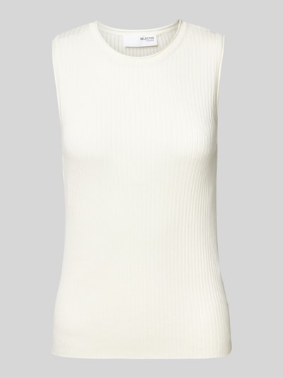 Selected Femme Tanktop in gebreide look, model 'LYDIA' Offwhite - 2