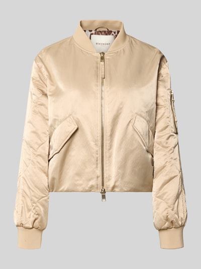 Productfoto, Bomberjacke met klepzakken model 'HADY' van Beaumont Amsterdam, regular fit, beige, tweewegrits, staande kraag, gladde stof, productfoto