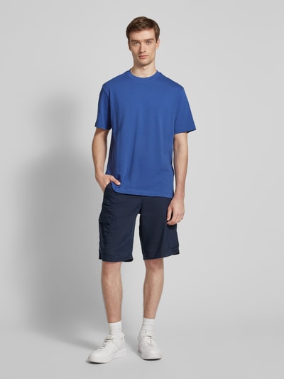 Mango T-Shirt mit geripptem Rundhalsausschnitt Jeansblau 1