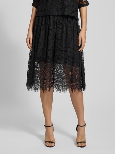 LOLLYS LAUNDRY Midirok met elastische band, model 'Ever' Zwart - 4