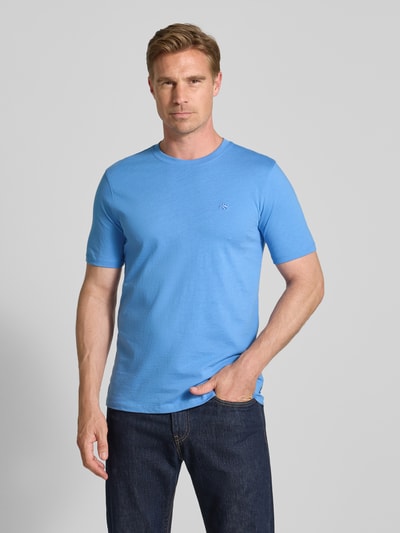 Scotch & Soda T-shirt met logostitching Aquablauw - 4