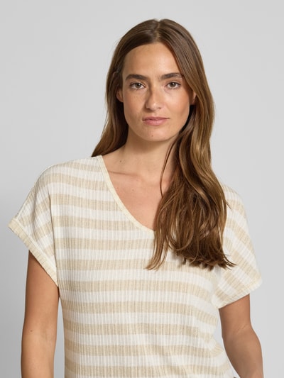 ZABAIONE T-shirt z dekoltem w serek Beżowy 3