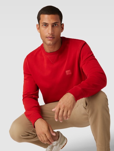 BOSS Orange Sweatshirt met labelpatch, model 'WESTART' Rood - 3