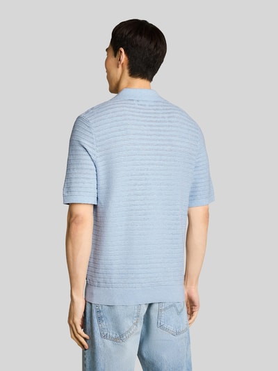 Tom Tailor Regular Fit Poloshirt aus Baumwoll-Leinen-Mix Hellblau 5