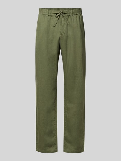GANT Regular Fit Leinenhose mit elastischem Bund Oliv 2
