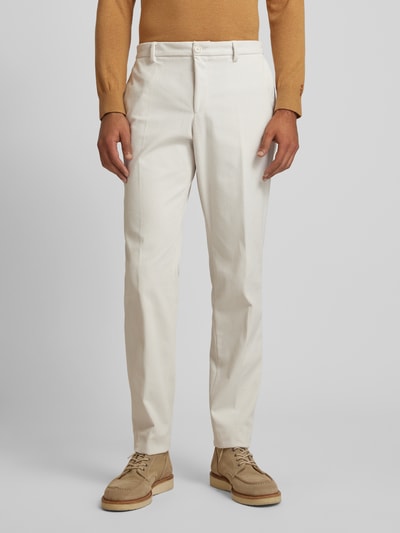 BOSS Slim fit corduroy broek met persplooien, model 'Perin' Offwhite - 4