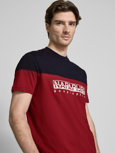 Napapijri T-shirt met labelstitching, model 'SATURNIA' Marineblauw - 3