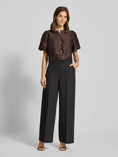 Neo Noir Blouse met korte mouwen en knoopsluiting Donkerbruin - 1