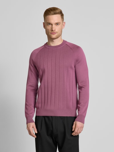 BOSS Gebreide pullover van scheerwolmix, model 'Belugo' Helder paars - 4