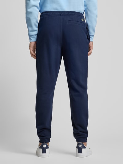 Lacoste Tapered fit sweatpants met labelprint, model 'HERITAGE' Donkerblauw - 5