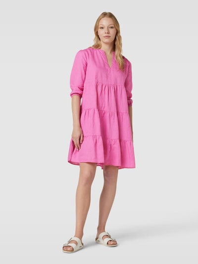 Fynch-Hatton Knielanges Kleid aus Leinen im Stufen-Look Pink 1