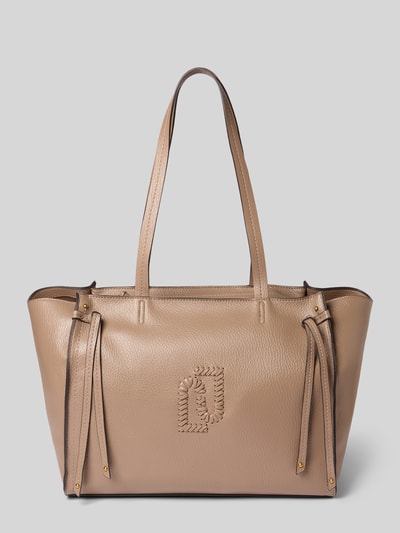 Produktfoto, Tote Bag mit Logo-Detail Modell 'Lapis' von Liu Jo White in Beige, Leder-Optik, Hauptfach mit Reißverschluss, schmale Schulterriemen, Reißverschlussfach innen, Maße: 47 cm Breite, 30 cm Länge, 17 cm Tiefe, 64 cm Schulterriemen