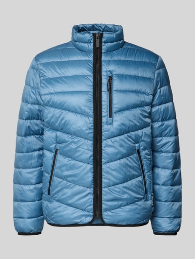 Produktfoto, Regular Fit Steppjacke mit Stehkragen von Tom Tailor in Hellblau, unifarben, wasserabweisend, Reißverschlusstaschen, strukturierte Oberfläche