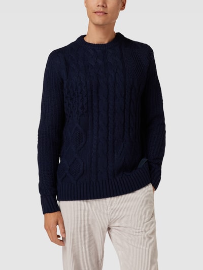 Scotch & Soda Sweter z dzianiny z naszywką z logo Granatowy 4