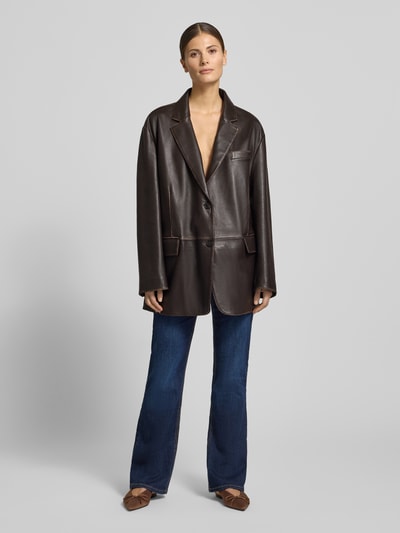 Weekend Max Mara Oversized Lederjacke aus echtem Lammleder Modell 'PILA' Dunkelbraun 1