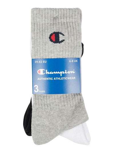 CHAMPION Socken mit Label-Detail im 3er-Pack Modell 'Crew Socks' Mittelgrau Melange 2