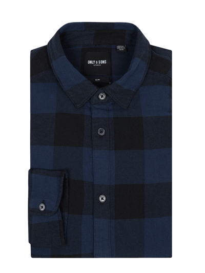 Only & Sons Regular Fit Freizeithemd aus Baumwolle Modell 'Gudmund' Dunkelblau 6