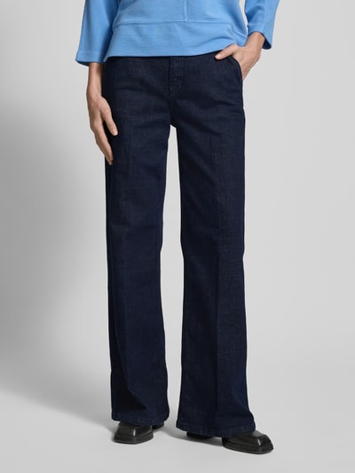 OPUS Straight leg jeans met riemlussen, model 'Miva palazzo' Donkerblauw - 4