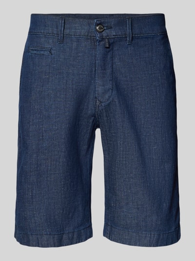Produktfoto, Bermudas in Denim-Optik mit Paspeltasche von Pierre Cardin, Herren Bermudas aus Baumwoll-Mix mit Leinen-Anteil, Regular-Fit