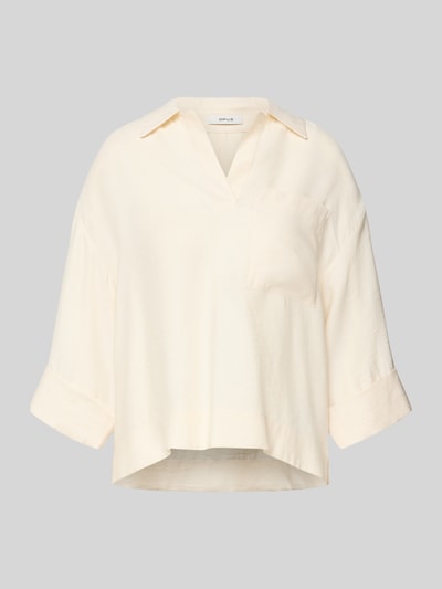 OPUS Blouse met borstzak en V-hals model 'Felmara' Zand - 2