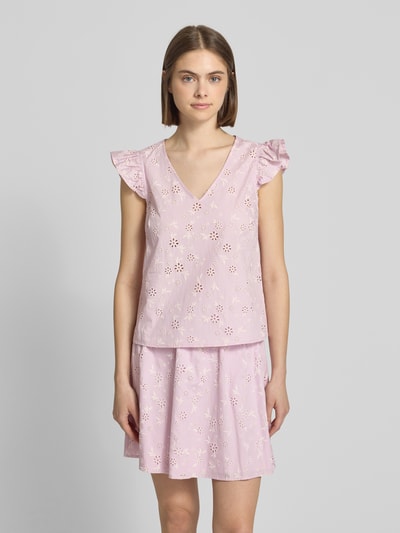 PIECES Top-bluzka o kroju regular fit z czystej bawełny model 'BANNA' Jasnoróżowy 4