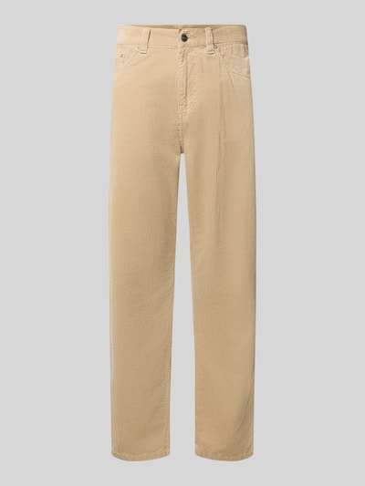 Produktfoto, Straight Fit Hose aus reiner Baumwolle in Cord-Optik von Carhartt Work In Progress, beige, 5-Pocket-Design, Struktur erkennbar