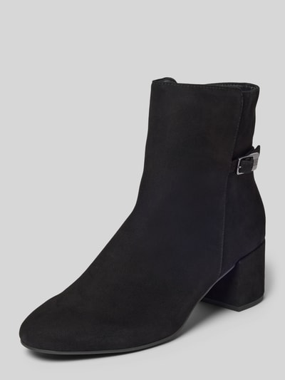 Produktfoto, Stiefeletten aus echt leer met siergespen van Högl in zwart, afgeronde pasvorm, ritssluiting, gladde zool, hakhoogte maat 40: 6 cm, schachthoogte: 15 cm, schachtbreedte: 13 cm