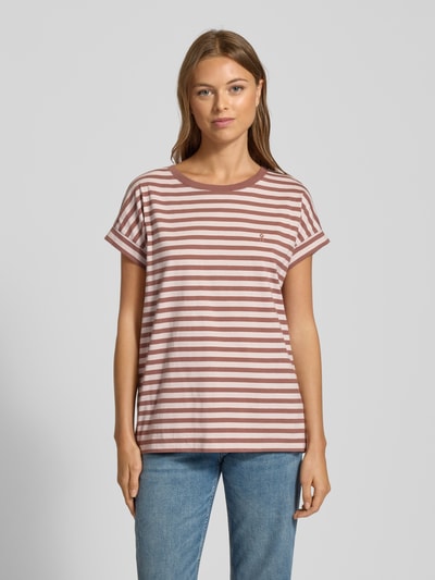 Armedangels Loose fit T-shirt van puur katoen, model 'IDAARA STRIPES' Rosé - 4
