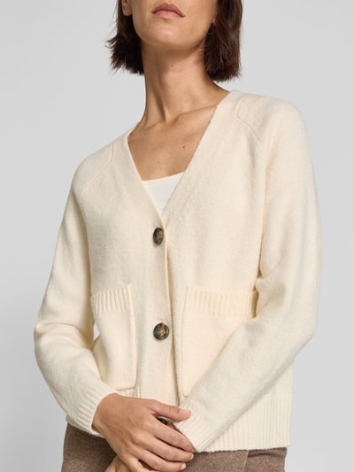 Vero Moda Comfort fit gebreid jack met V-hals, model 'BOOM' Beige gemêleerd - 3
