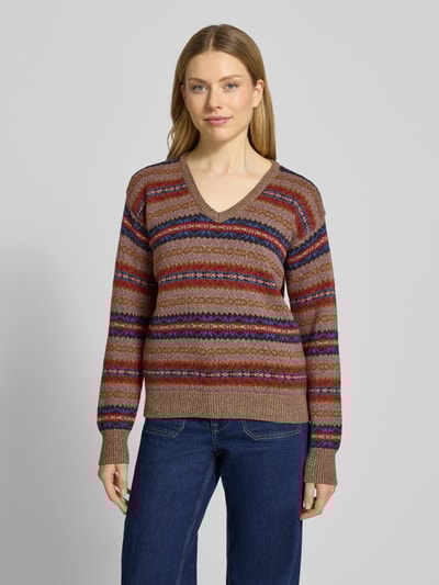 Lauren Ralph Lauren Strickpullover aus Baumwoll-Leinen-Mix Modell 'MINCLAIRE' Taupe Melange 4