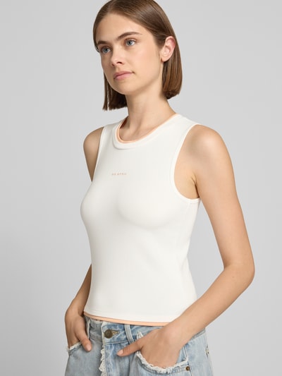 OH APRIL Tanktop mit Label-Stitching Modell 'Amea' Weiss 3