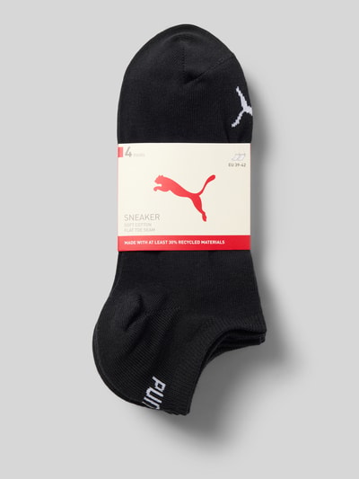 Produktfoto, Sneakersocken im 4er-Pack mit gerippten Bündchen von PUMA, mieszanka bawełny z dodatkiem streczu, prążkowane ściągacze, detal z logo, zestaw 4 szt.