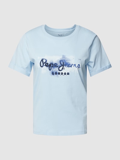 Pepe Jeans T-shirt met vaste mouwomslagen, model 'GOLDIE' Lichtblauw - 2