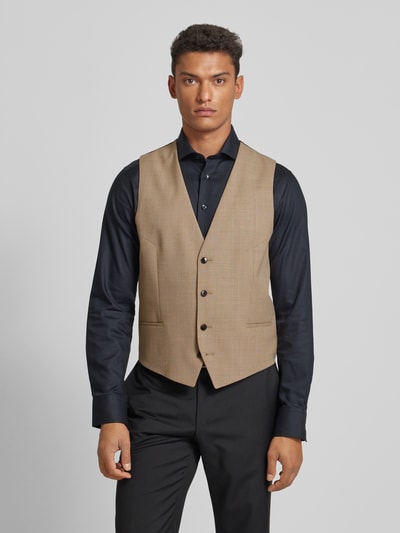 HUGO Gilet met paspelzakken, model 'Vin' Beige - 4