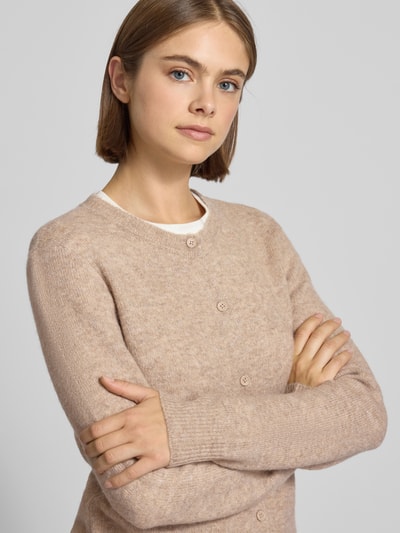 Pieces Regular Fit Strickjacke mit Woll-Anteil Modell 'MALOU' Taupe 3