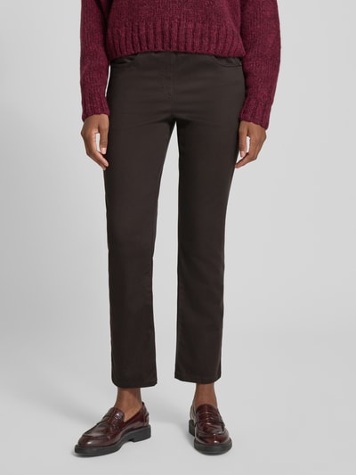 Raphaela By Brax Stoffen broek met elastische band, model 'PAMINA' Chocoladebruin - 4