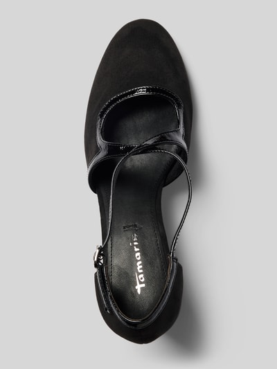 Productfoto, zwarte pumps in leerlook met glanzende details van Tamaris, Dames Pumps van Tamaris