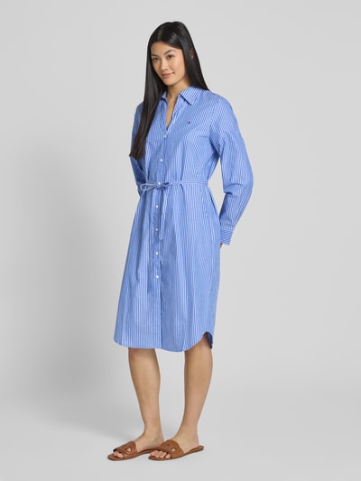 Tommy Hilfiger Oversized Hemdblusenkleid mit Bindegürtel Hellblau 1