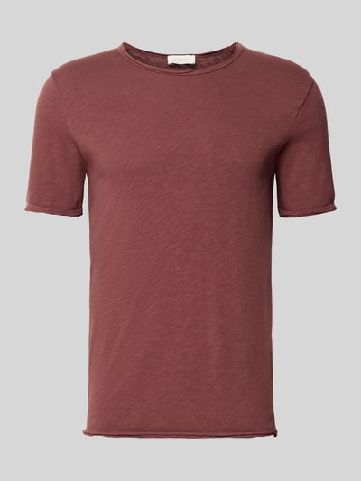 Produktfoto, T-Shirt mit Rundhalsausschnitt Modell 'SONOMA' von American Vintage in Braun, reine Baumwolle, Slim Fit, Rollsaum, glatte Textur.