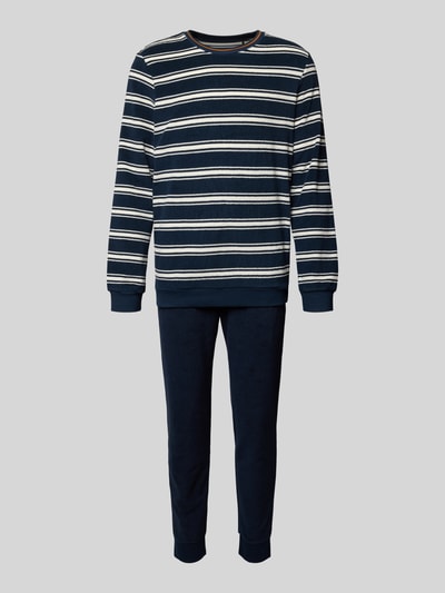 Schiesser Pyjama met ribboorden Marineblauw - 1